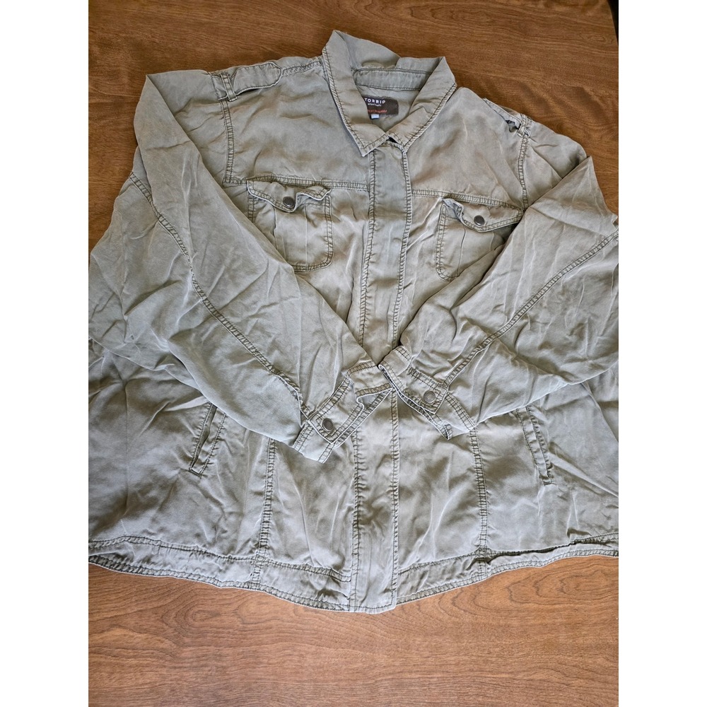 Torrid Green Lyocell Utility Lightweight Jacket Womens Plus Size 6 Zip Military